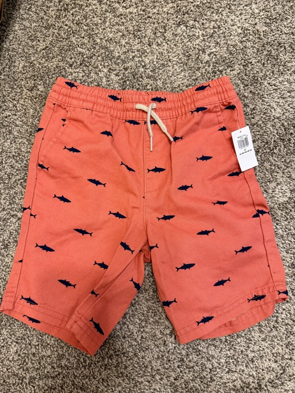 Old Navy Coral Shorts with Navy Shark Print